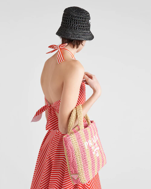 ストライプラフィア スモールトートバッグ