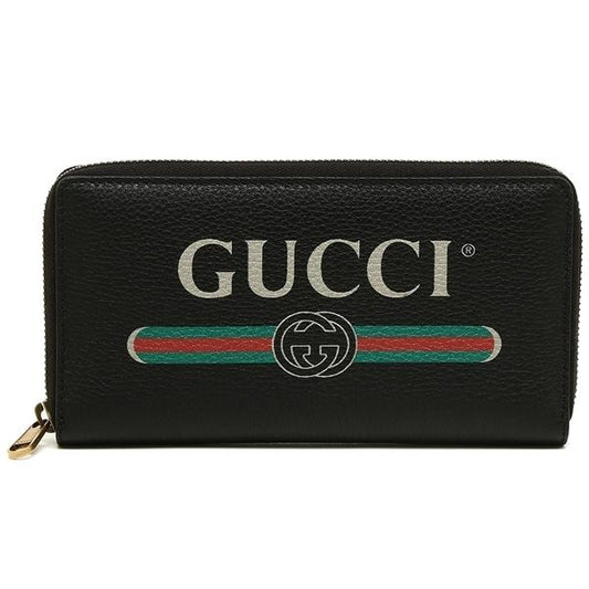 【GUCCI】ロゴプリント ラウンドジップ 長財布