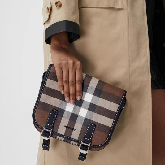 【BURBERRY】バーバリー チェック レザーメッセンジャーバッグ