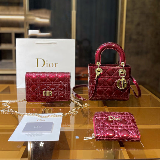【ディオール国内配送】LADY DIOR マイクロバッグ【最短発送!】3点セット お得