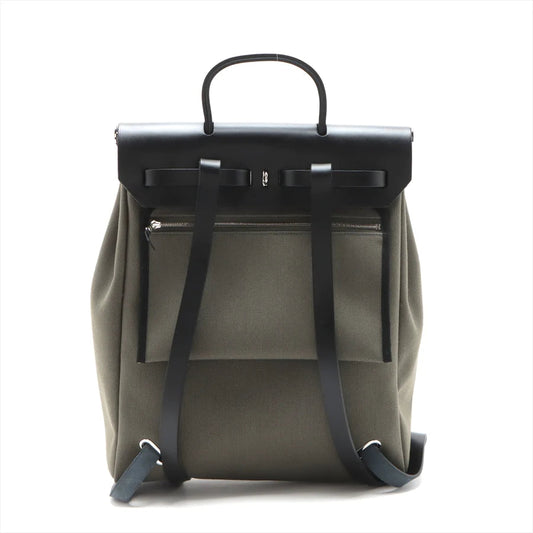 エルメス エールバッグジップPM トワルミリタリー カーキ シルバー金具