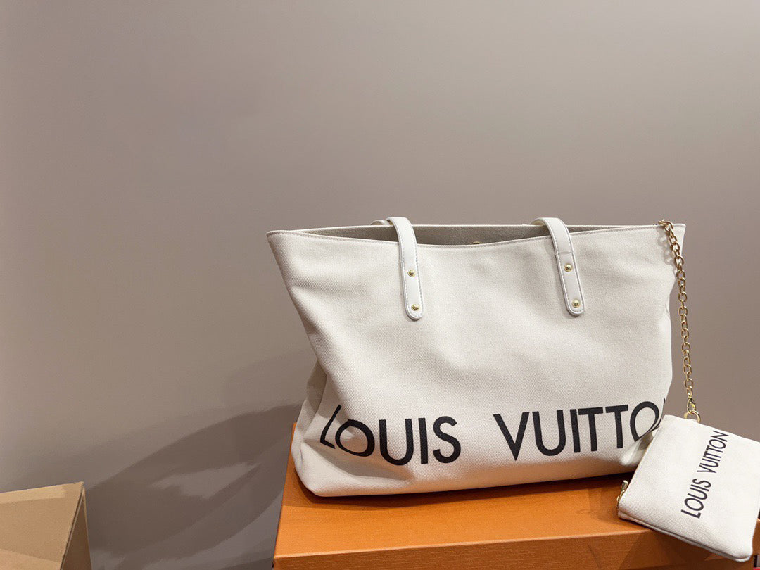 LVキャンバスショッピングバッグ.小銭入れ付き【50%割引 送料無料】