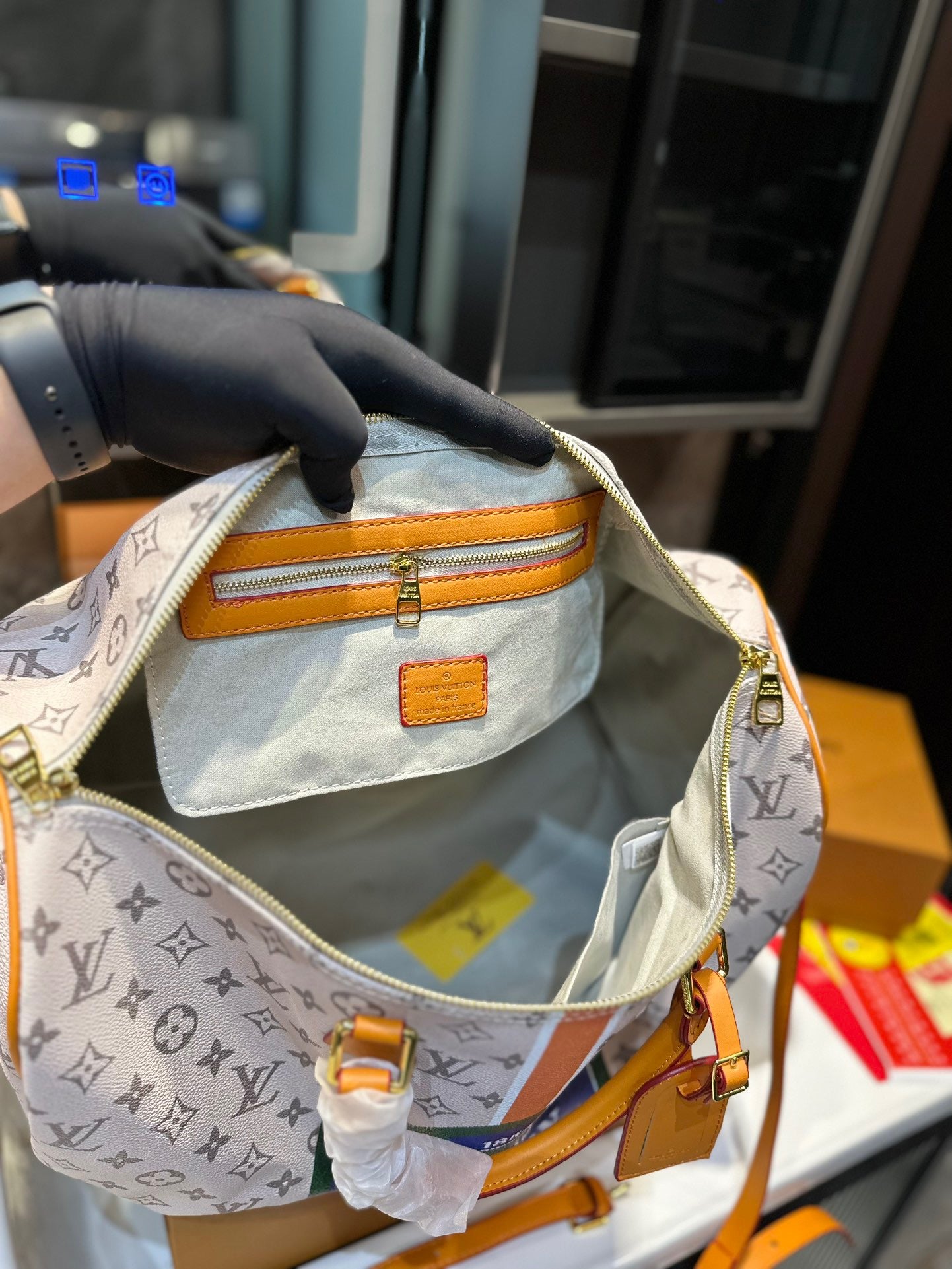 【L&V】23 トラベルバッグ 1854lvバッグ印刷 大容量 45cm*32cm