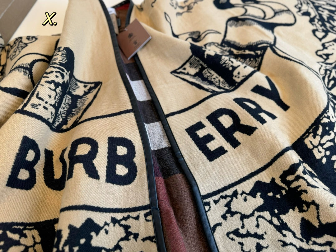 【BURBERRY バーバリー 】バーバリー最新作ナイトウォーホース両面ジャガードショールケープ‼ ️定番中の定番