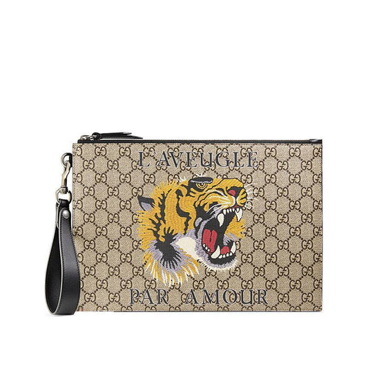 GGグッチタイガーヘッド男性クラッチ財布