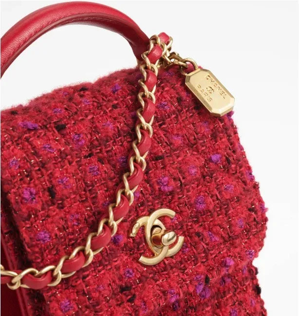 ツイードがかわいい★ 【CHANEL】ハンドルツイードバック