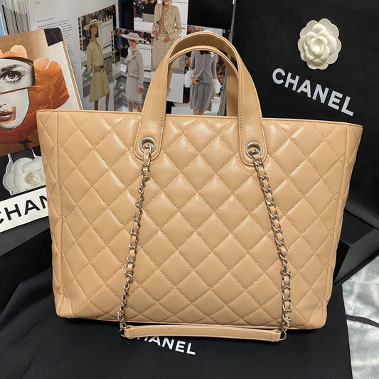 Chanel Calfskin Quilted Ultra Pocket Shopping Tote Navy AS3928