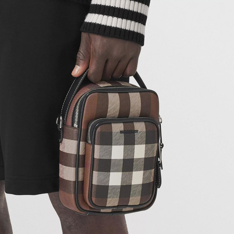 人気【BURBERRY】バーバリー チェック＆レザー ショルダーバッグ