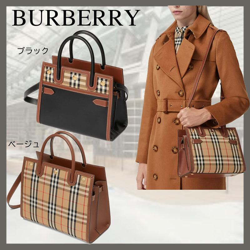 【BURBERRY】ミニ ツーハンドル タイトルバッグ
