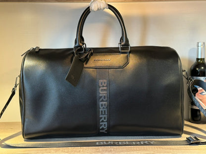 ♦Burberry♦2024 パッチワーク レザー ウェビング レター トラベル バッグ カップル モデル