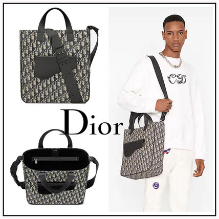 DIOR*Dior Oblique ショルダーストラップ付きサドルトートバッグ