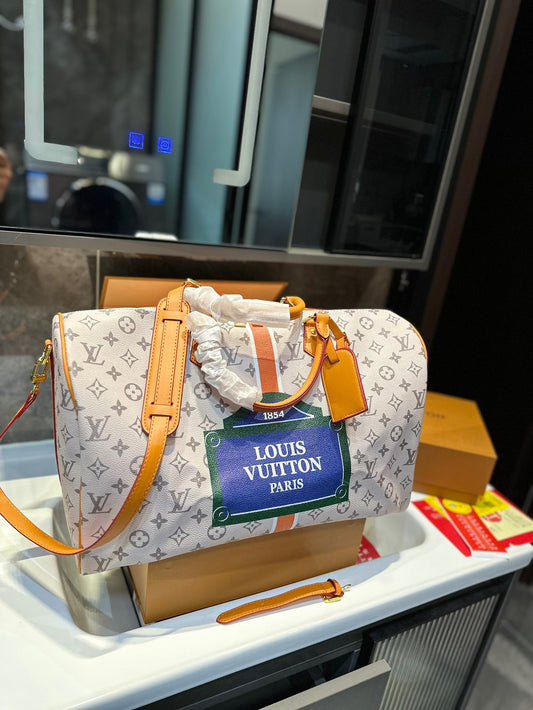 【L&V】23 トラベルバッグ 1854lvバッグ印刷 大容量 45cm*32cm