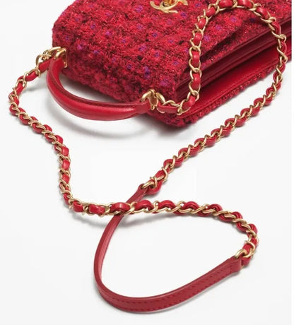 ツイードがかわいい★ 【CHANEL】ハンドルツイードバック