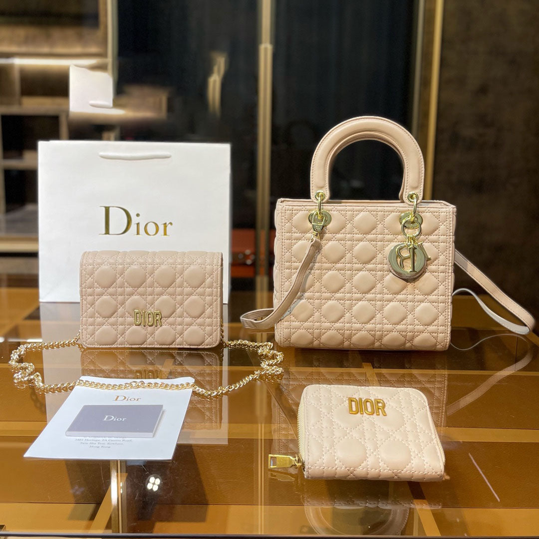 【ディオール国内配送】LADY DIOR マイクロバッグ【最短発送！】3点セット お得
