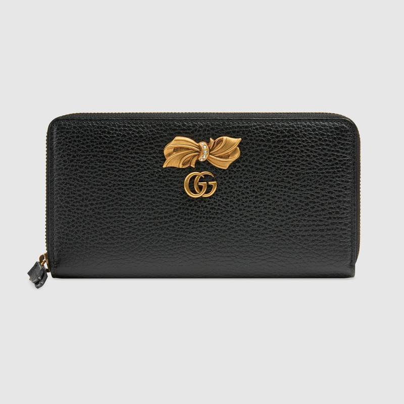 ボウ レザー ジップアラウンドウォレット