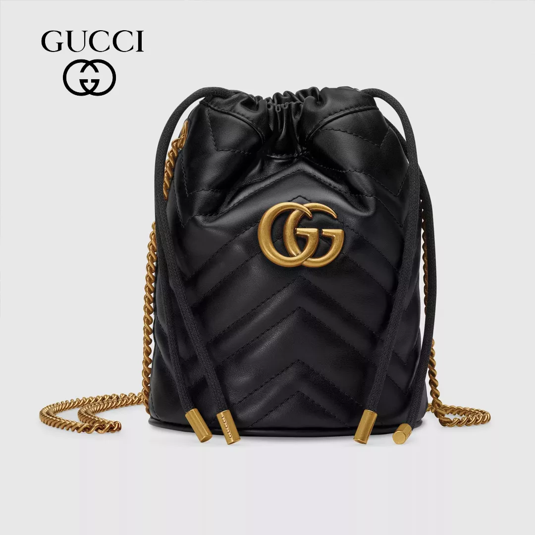 〔GGマーモント〕ミニ バケットバッグ/ホワイト レザー