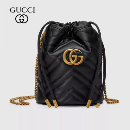 〔GGマーモント〕ミニ バケットバッグ/ホワイト レザー