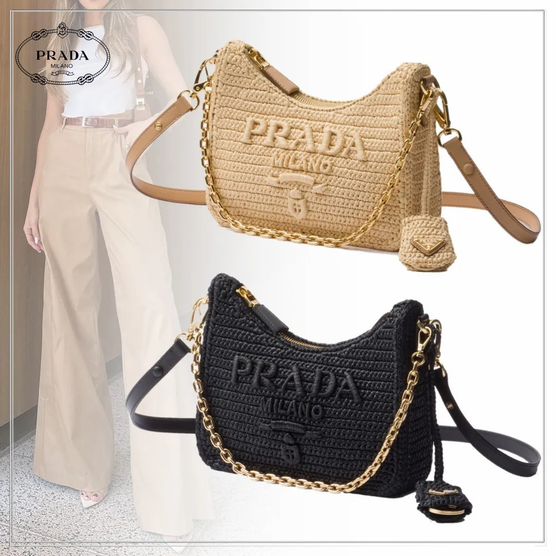 【大人気】PRADA プラダ◆Re-edition ミニバッグ チェーン ストラップ付 22*18*6CM 240920