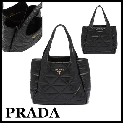 ★PRADA直営店★トップステッチ ラージ レザー トートバッグ