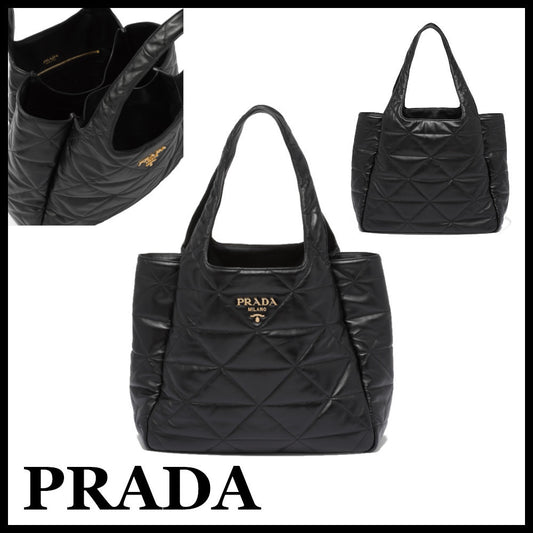 ★PRADA直営店★トップステッチ ラージ レザー トートバッグ