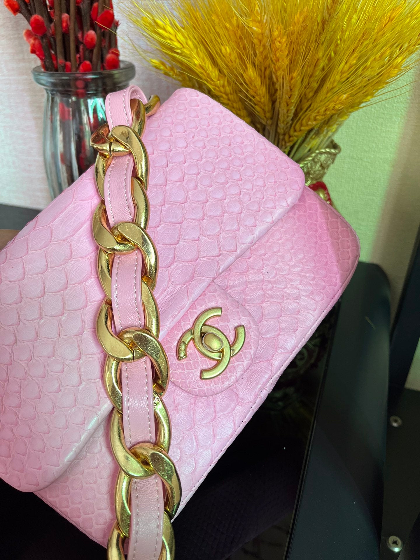 BOLSA CHANEL 2.55 PYTHON FLAP BAG AS3214