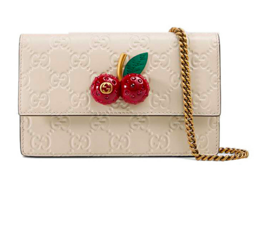 大人気♪グッチグッチシグネチャーコレクションチェリーレザーショルダークロスボディバッグミニウィメンズホワイト