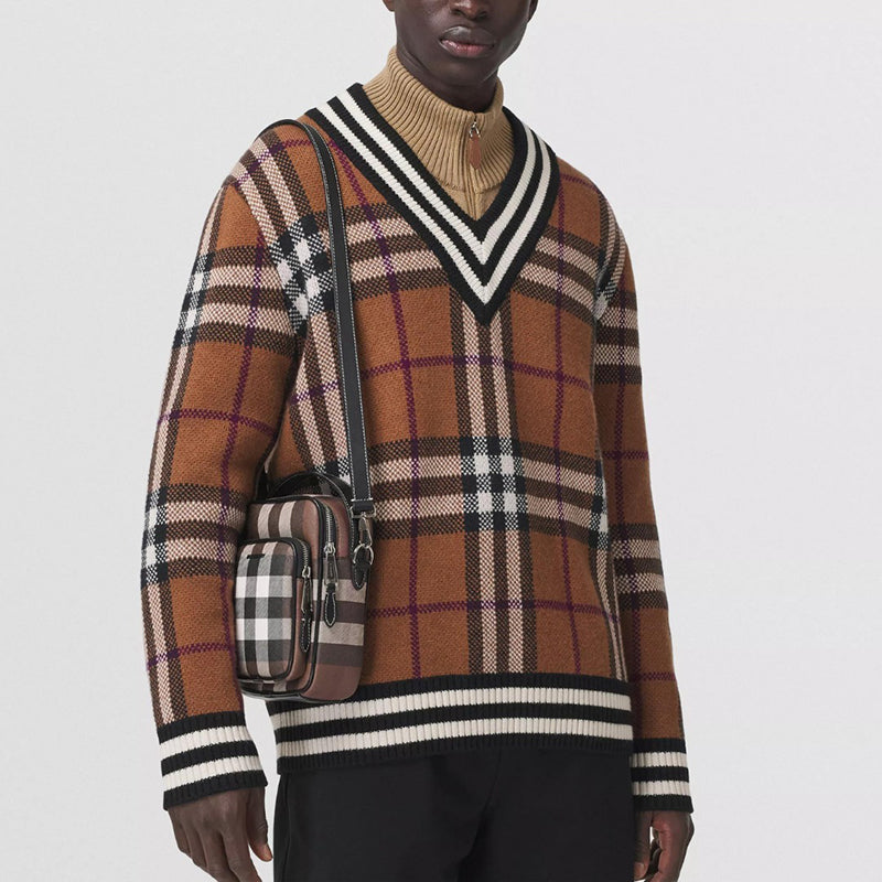 人気【BURBERRY】バーバリー チェック＆レザー ショルダーバッグ