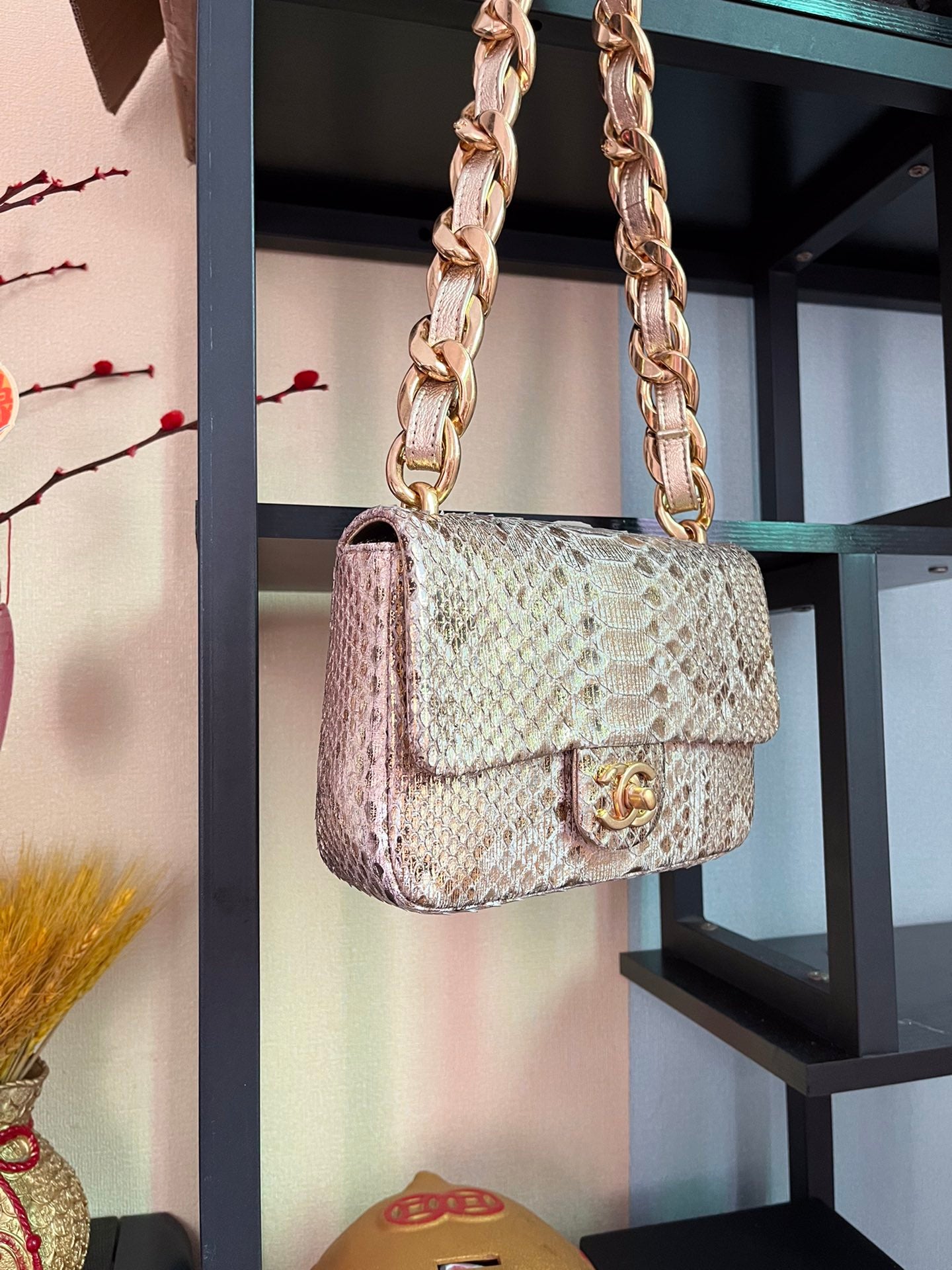 BOLSA CHANEL 2.55 PYTHON FLAP BAG AS3214