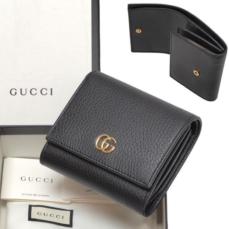 【特別なオファー】GG(グッチ)〔プチ マーモント〕レザー 三つ折りウォレット