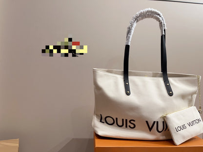 LVキャンバスショッピングバッグ.小銭入れ付き【50％割引 送料無料】