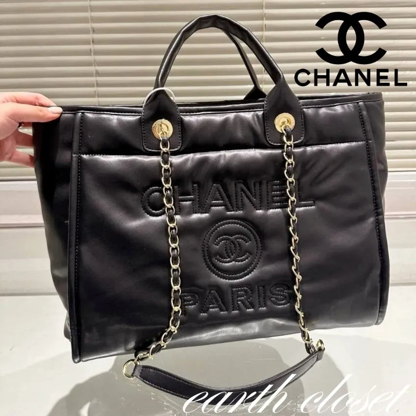【大きめロゴが可愛い♪】CHANEL ミディアム ショッピングバッグ