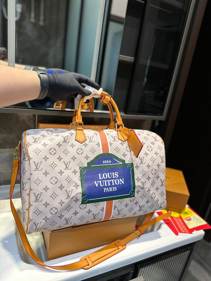 【L&V】23 トラベルバッグ 1854lvバッグ印刷 大容量 45cm*32cm