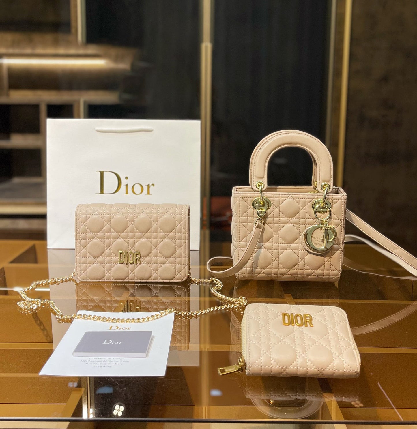 【ディオール国内配送】LADY DIOR マイクロバッグ【最短発送！】3点セット お得