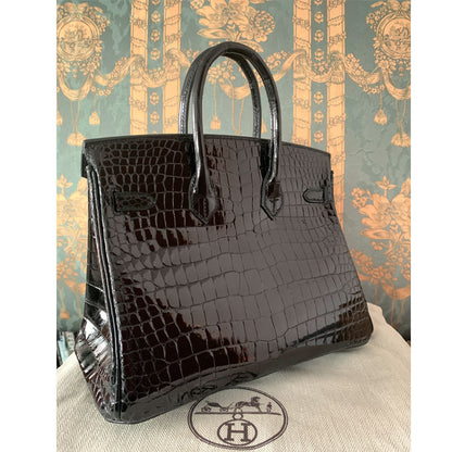 HERMES バーキン25 ポロサス クロコダイル ニロティカス 黒G金具