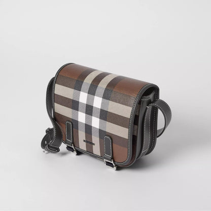 【BURBERRY】バーバリー チェック レザーメッセンジャーバッグ