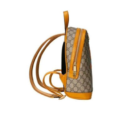 【GUCCI×KAIジョイントモデル】グッチテディベアプリントキャンバス＆レザーバックパックスクールバッグ ベージュ エボニー