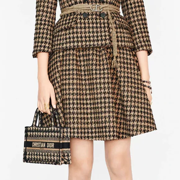 ミニ刺繍千鳥チェックディオール BOOK TOTEトートバッグ