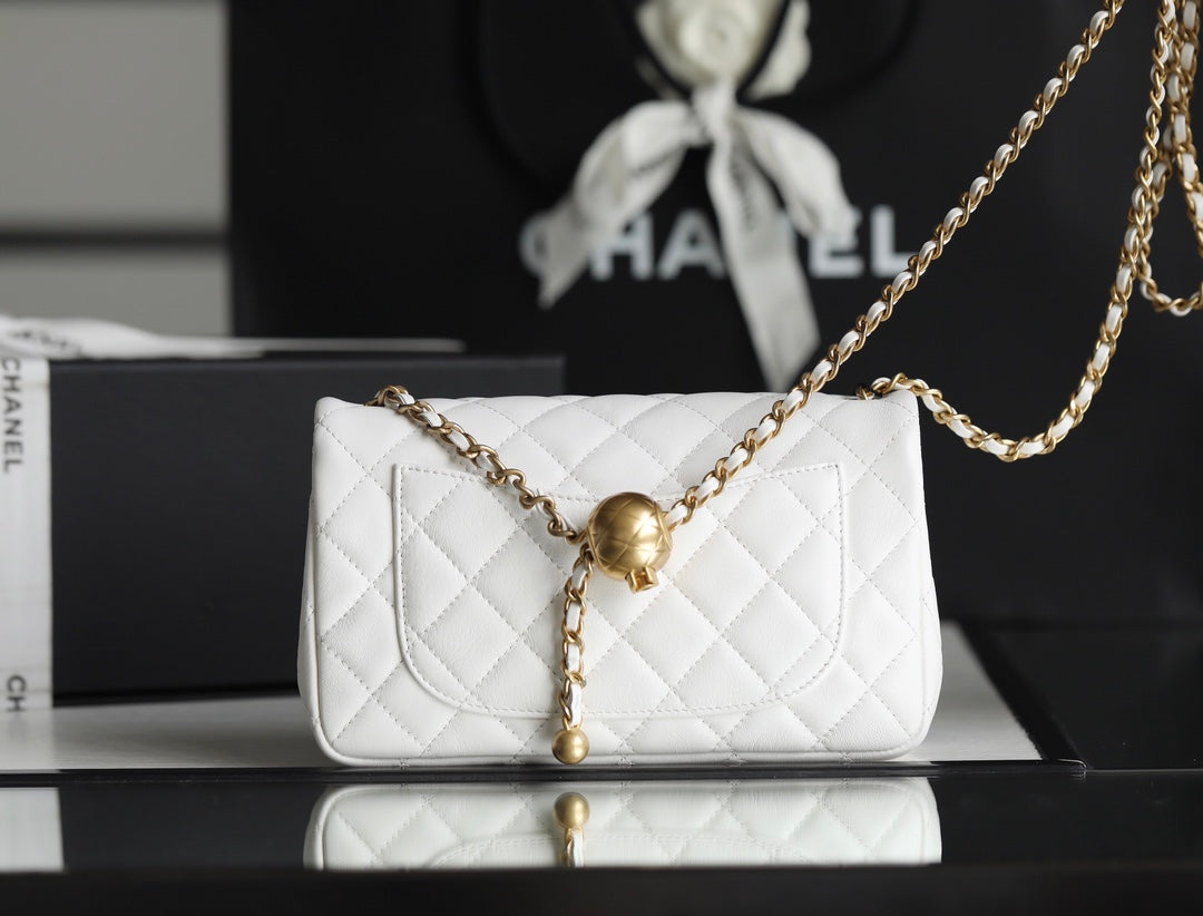 Chanel classic flap mini with golden ball