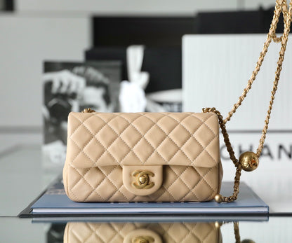 Chanel classic flap mini with golden ball