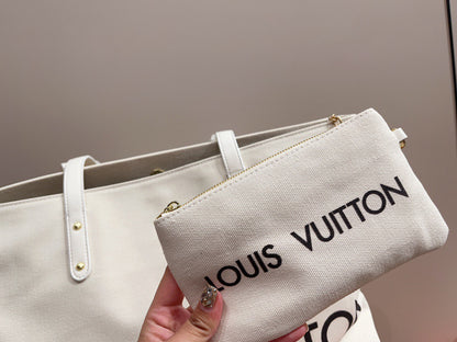 LVキャンバスショッピングバッグ.小銭入れ付き【50％割引 送料無料】