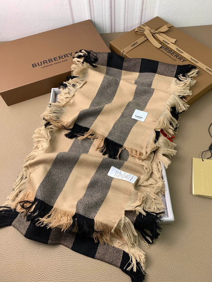 【2024】【BURBERRY バーバリー】オートクチュール ファッション トランジショナル カラー ロング ビアード スカーフ35*240CM