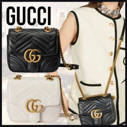 【GUCCI】直営店 GG マーモント マトラッセ　ミニバッグ 2色展開