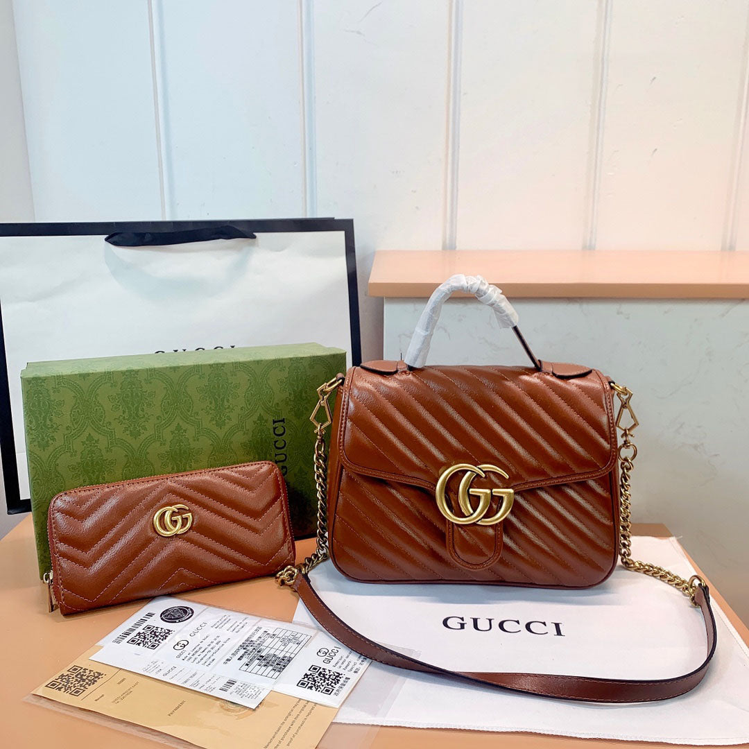 【GUCCI】グッチ 583571 キャラメルカラー ポータブル ダブルG