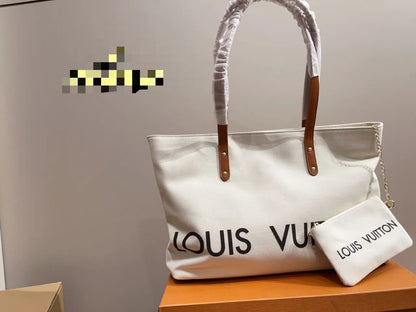 LVキャンバスショッピングバッグ.小銭入れ付き【50％割引 送料無料】