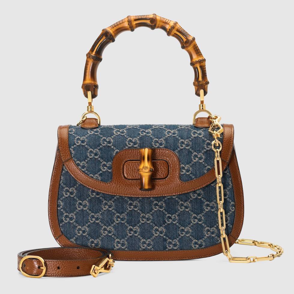 【日本限定】GG バンブー ショルダーバッグ デニム レザー