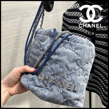 【新★スタッズが可愛いデニム】★CHANEL★22 ハンドバック