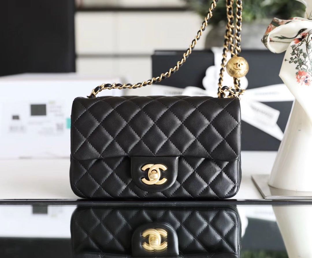 Chanel classic flap mini with golden ball