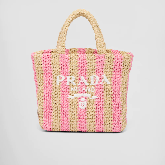 ストライプラフィア スモールトートバッグ