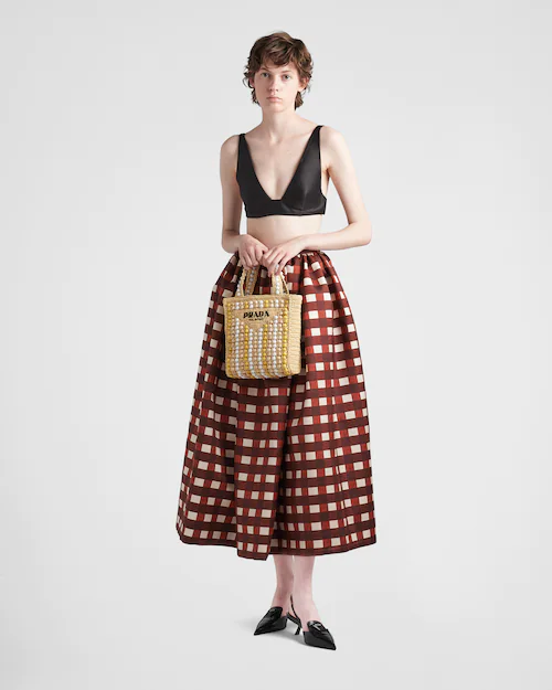 ラフィアxウッドビーズ トートバッグ