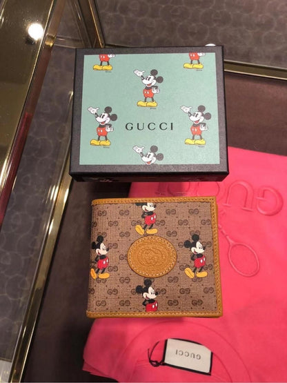 GG X Disneyグッチディズニー限定モデルネズミ年ミッキー老花二つ折り男性財布
